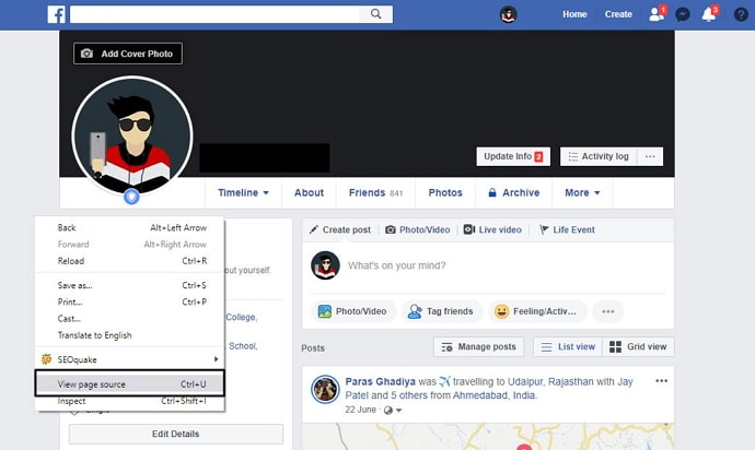 joka katsoi facebook -profiiliasi