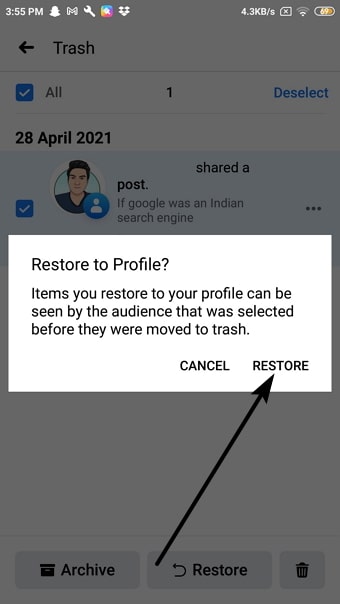 palauttaa poistetut Facebook-viestit