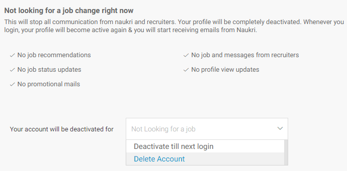 poista Naukri-tili