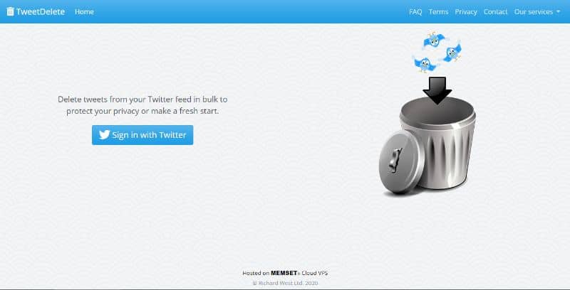 Verkkosivu tweetdelete.net