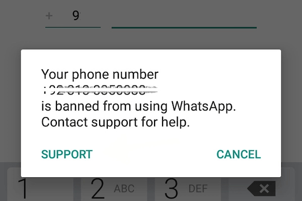whatsapp numero kielletty