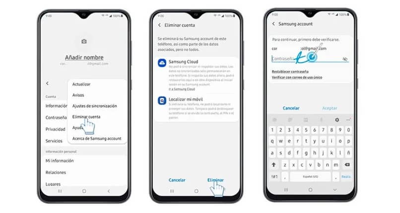 Samsung-tilin poistaminen, poistaminen tai poistaminen puhelimesta - Samsung-tili 1 borrar cuenta movil samsung 13757