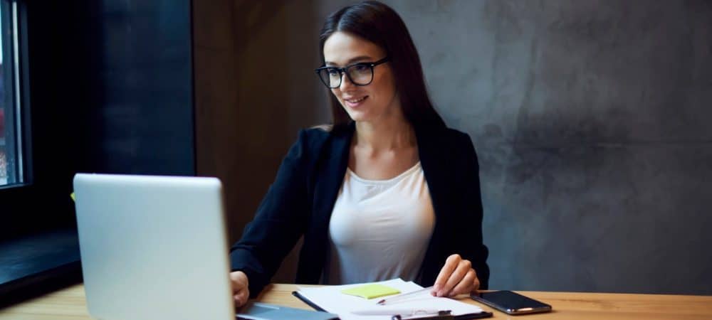 office professional female computer laptop featured