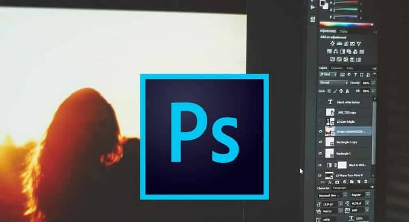 näyttää Photoshop-ohjelman käyttöliittymän