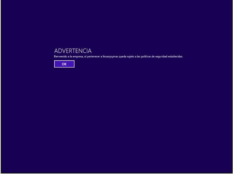 mukautettu viesti Windows 10 -näytön violetilla taustalla