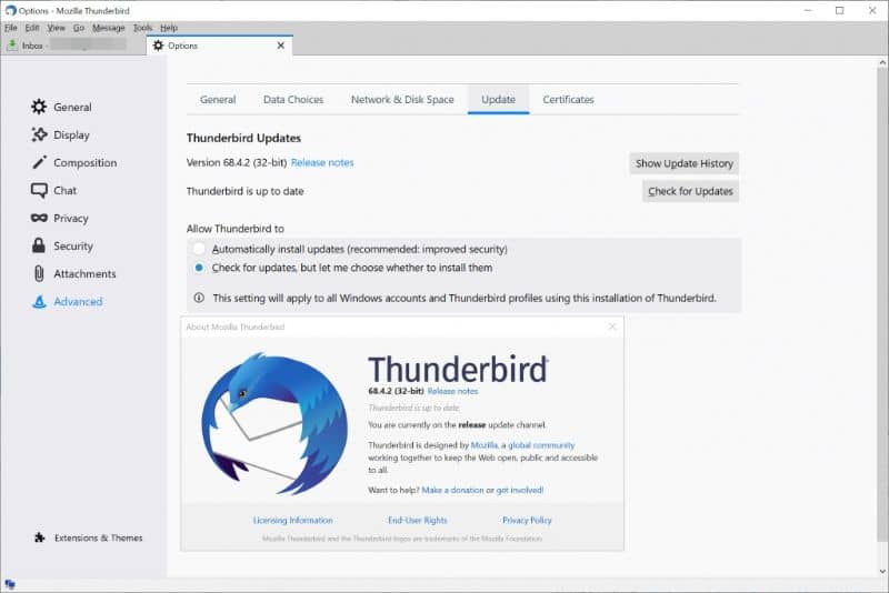 määritysnäyttö Mozilla Thunderbirdissä suodattimien käyttämiseksi