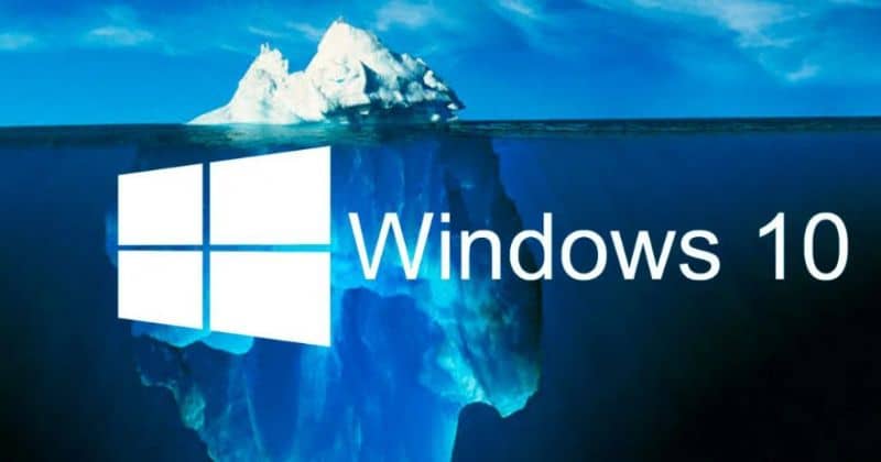 Logo windows 10 fondo de iceberg