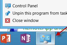 Pin Control Panel Windows 8 Taskbar
