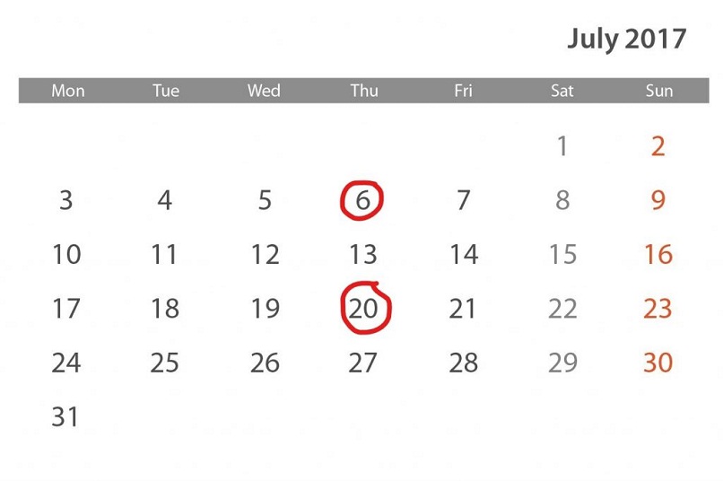 calendario julio 2017 outlok 1