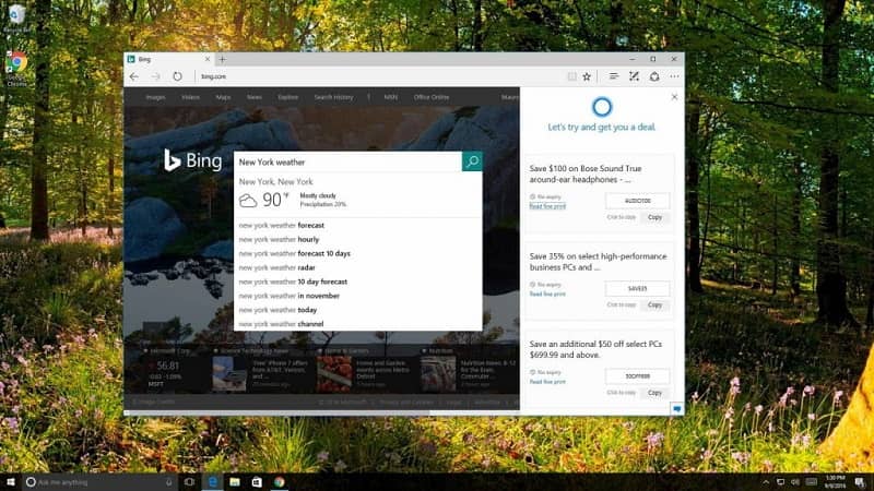 Cortanan käyttäminen ja määrittäminen Microsoft Edge -selaimessa (esimerkki) 1 pantalla cortana buscador