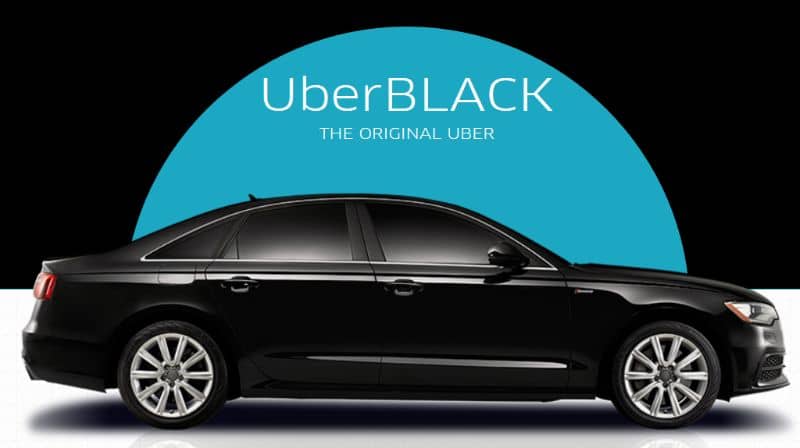 Uber ylellinen musta auto