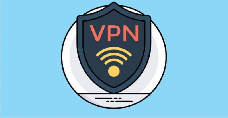 VPN-logo, sininen tausta 