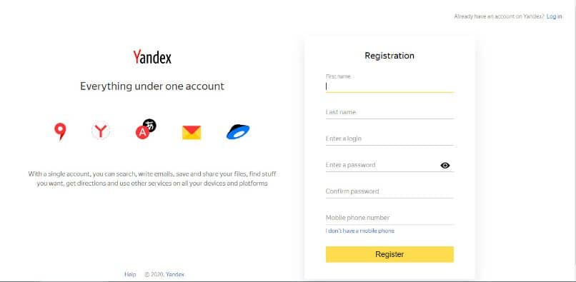 rekisteröinti yandex mail valkoinen tausta