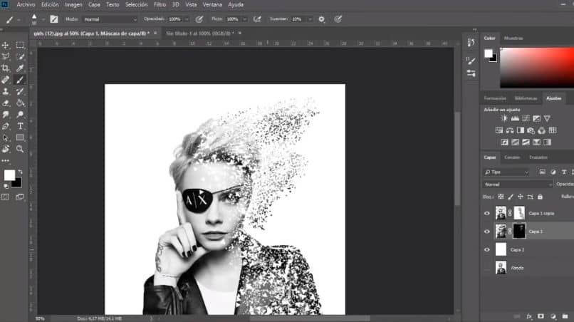 photoshop-ohjelman nainen sironnut linssi