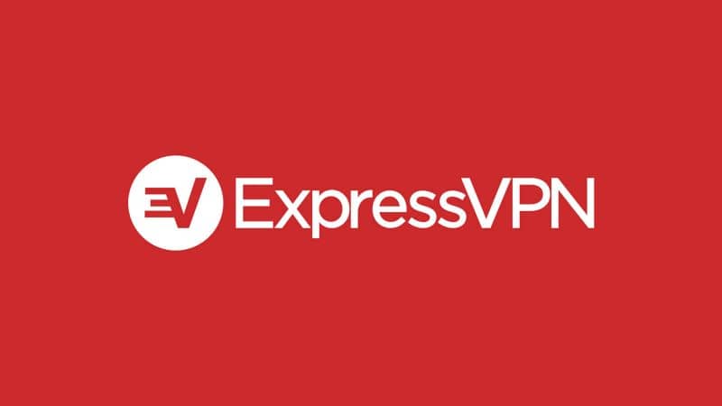 ExpressVPN valkoinen logo punainen tausta