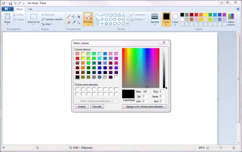 Panel de colores de paint