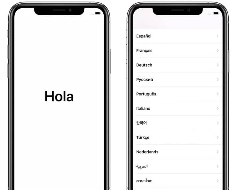Kuinka uusi iPhone asennetaan nopeasti ensimmäistä kertaa? - Vaiheittainen opas (esimerkki) 1 idioma iphone