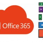 ilustracion office 365 nube junto a monitores