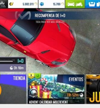 juego de autos y barra de tareas