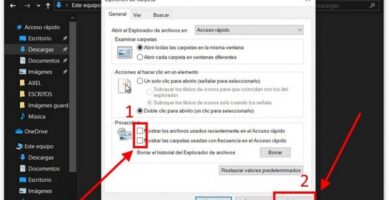Viimeisimpien tiedostojen poistaminen tai poistaminen Tiedostonhallinta | Windows 10 (esimerkki) 16 opcion carpeta