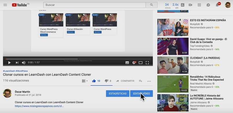 youtube -video ja käyttöliittymä