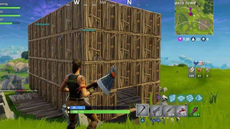 esimerkki pelaajarakennuksesta fortnite -videopelissä