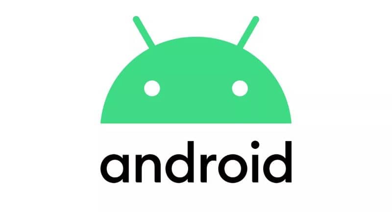 Android vihreä logo mustat kirjaimet valkoinen tausta