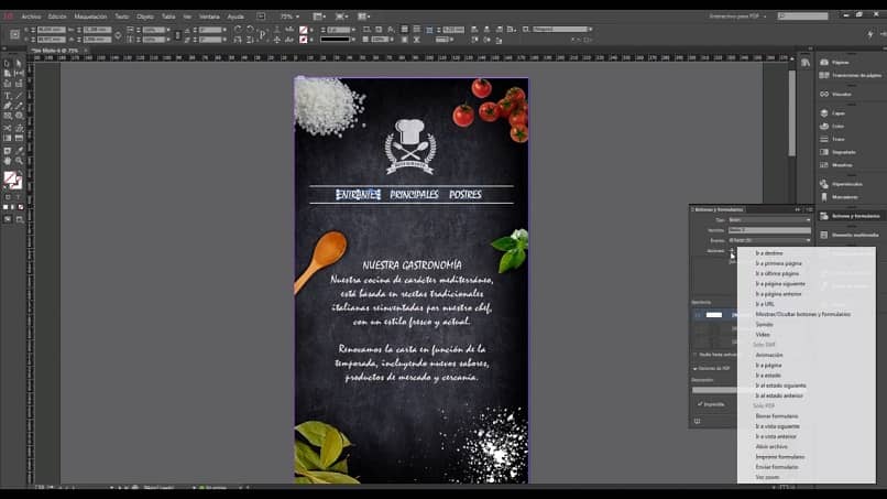 painikkeet vaihtoehdot adobe indesign pdf interaktiivinen