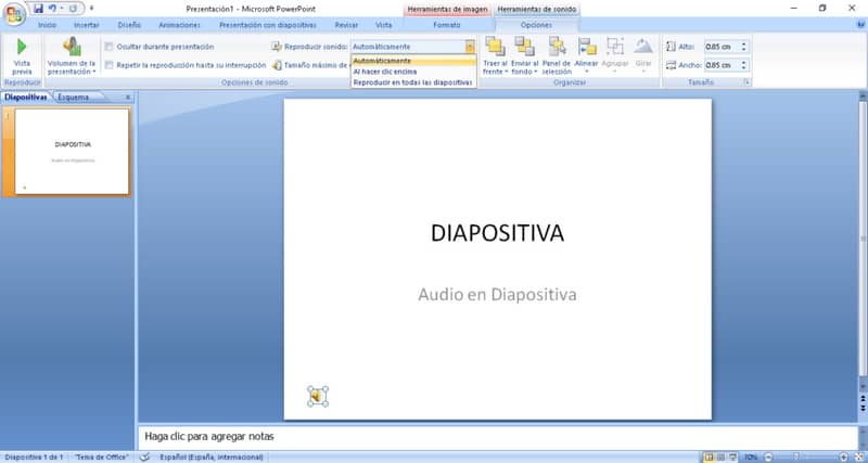 audio powerpoint -dia