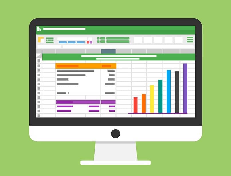 Excel -tietokone vihreällä taustalla