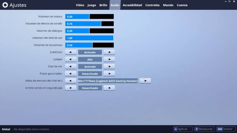 asetusikkuna mikrofonin aktivoimiseksi fortnitessa