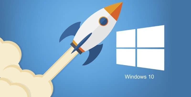 esimerkki raketista, jossa on Windows 10 -kuvake sinisellä pohjalla