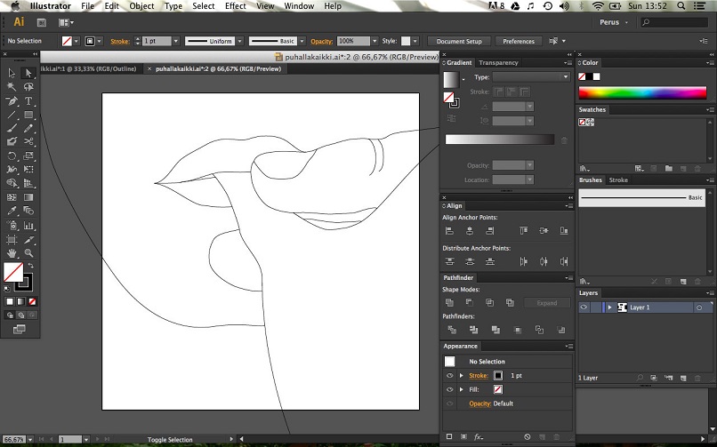 Vapaan käden piirtäminen Blob Brush Tool -työkalulla Adobe Illustratorissa (esimerkki) 1 MCSH1987 1