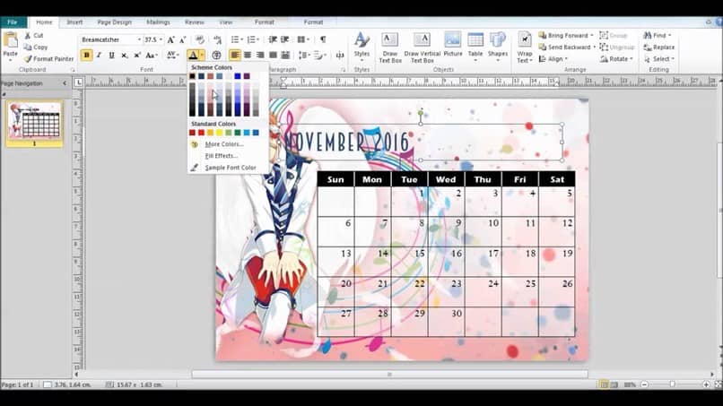 calendario microsoft publisher