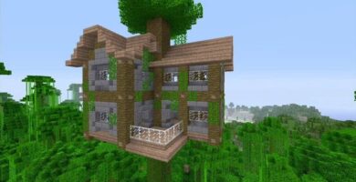 Kuinka tehdä talo ilmassa tai taivaalla Minecraftissa Paras talo! (Esimerkki) 26 casa dos pisos aire minecraft fondo vegetacion cielo