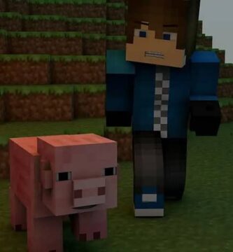 hombre y cerdo de minecraft