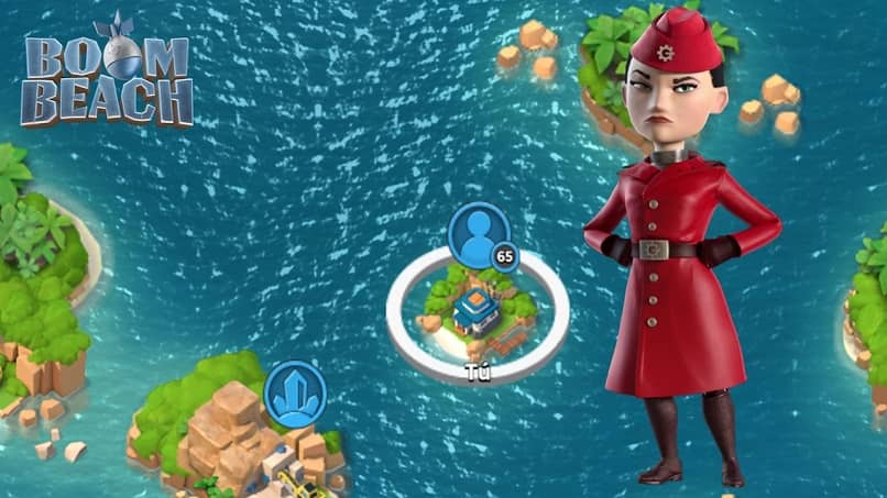 isla de boom beach y mujer