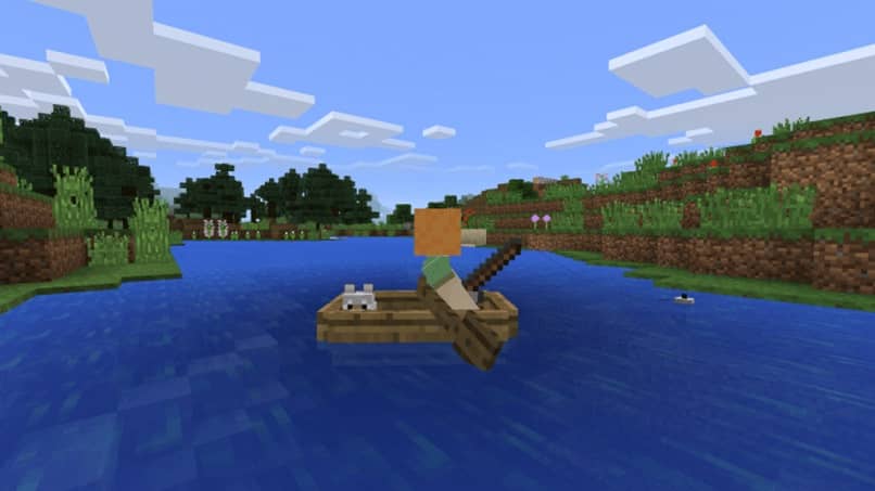 Kuinka tehdä vene, vene tai vene Minecraftissa? - Minecraft -alus (esimerkki) 1 mujer sobre bote de minecraft