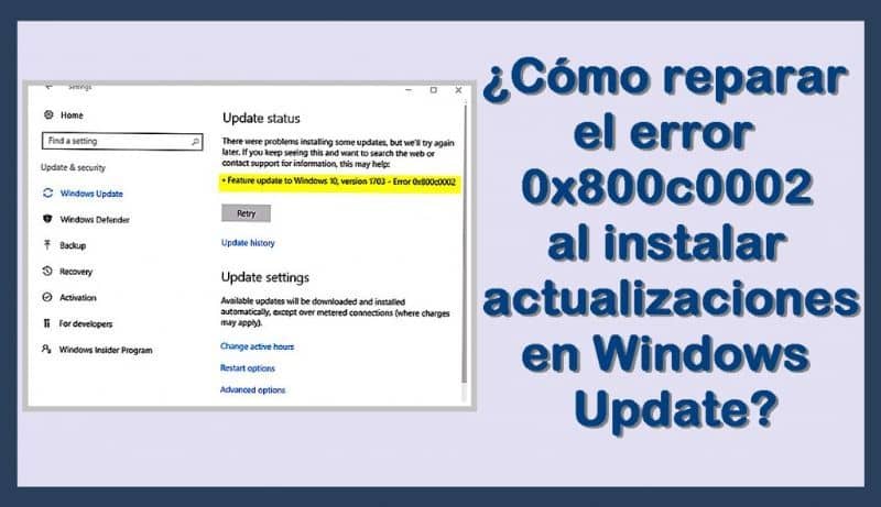 Virheen 0x800c0002 korjaaminen päivityksiä asennettaessa Windows Updatessa 1 pantalla solucionar errores en windows update y titulo