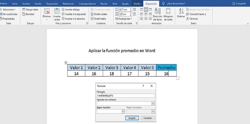 calcular promedio word 13889