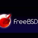 logo rojo freebsd fondo zul letras blancas