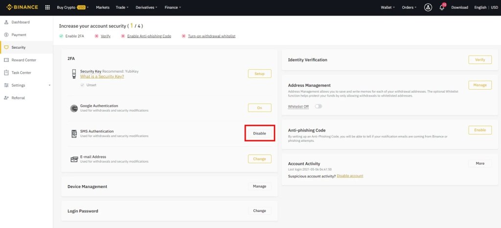 Kuinka vaihtaa puhelinnumerosi Binancessa 2 Binance poistaa tekstiviestitodennuksen käytöstä
