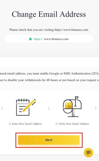 Kuinka muuttaa sähköpostiosoitettasi Binancessa 4 Binance seuraava painike