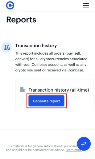 Coinbase luo tapahtumahistoriaraportin