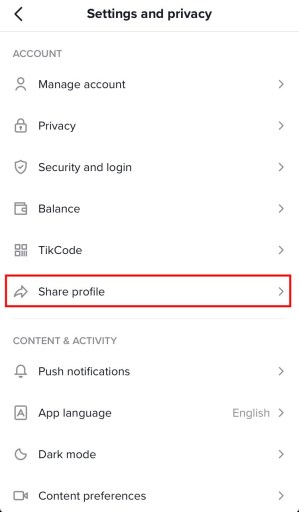 Kuinka saada TikTok -profiilisi URL -osoite 2 Jaa TikTok -profiili
