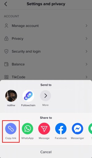 Kuinka saada TikTok -profiilisi URL -osoite 3 TikTok -profiilisi URL -osoitteen saaminen