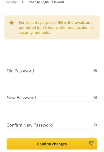 Kuinka vaihtaa salasana Binancessa