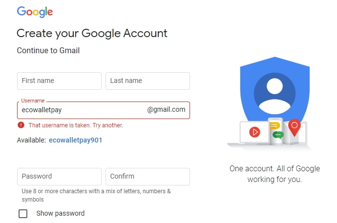 gmail -käyttäjätunnuksen saatavuus