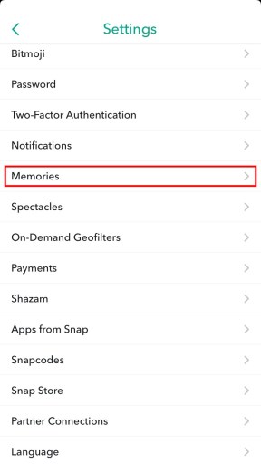 Snapchat -muistoja