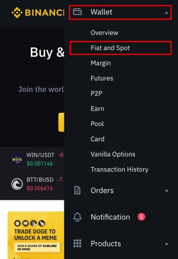 Binance fiat ja spot -lompakko